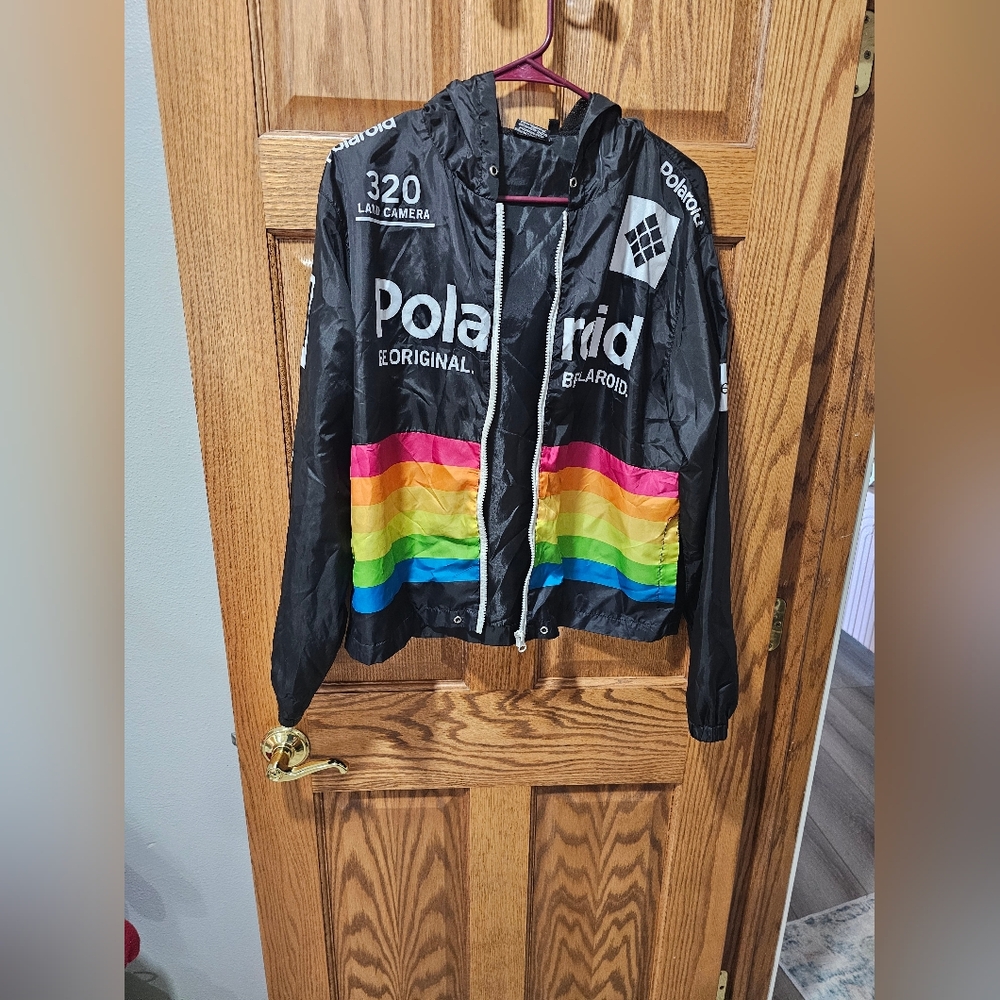 Polaroid Black Jacket with Colorful Stripes